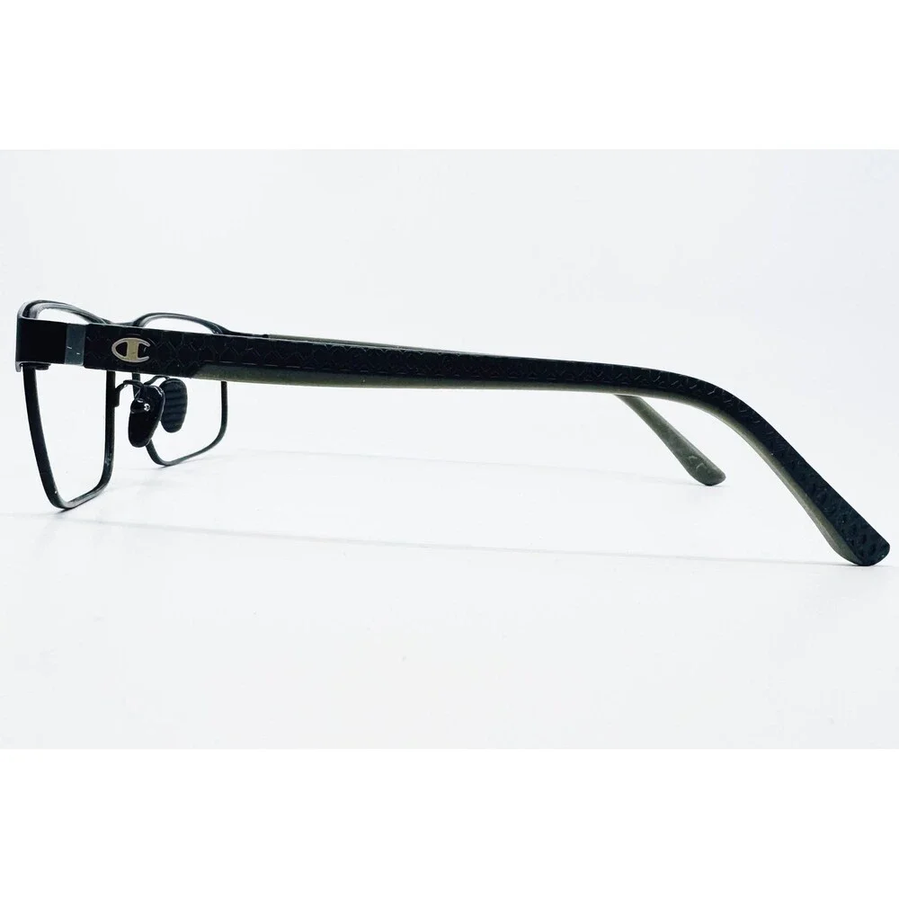 Champion Eyeglasses Mens Black Green Rectangle Metal Frames 55-18-145 45032
